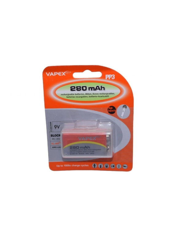 Vapextech PP3 280mAh NiMH Rechargeable Battery with Case - Image 2