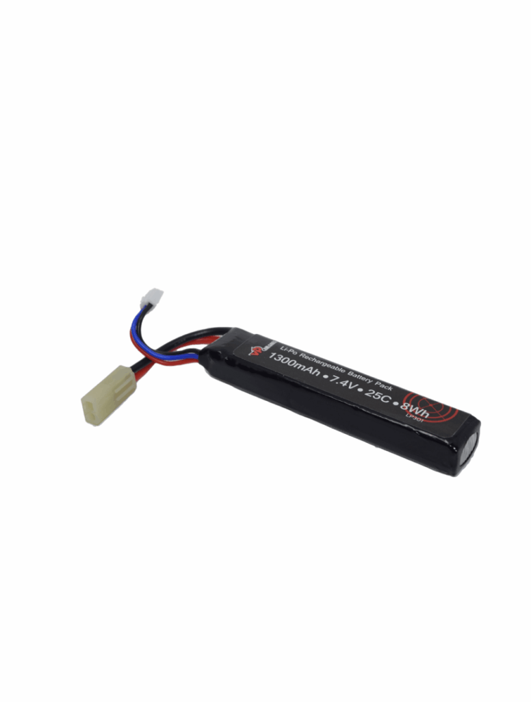 Bos-Lipo Batterie LiPo Airsoft 7.4V 1300mAh 25C 2S – Mini Tamiya – Puissance Explosive Pour G36C, MP5A5, M249, FNP90 & Plus !